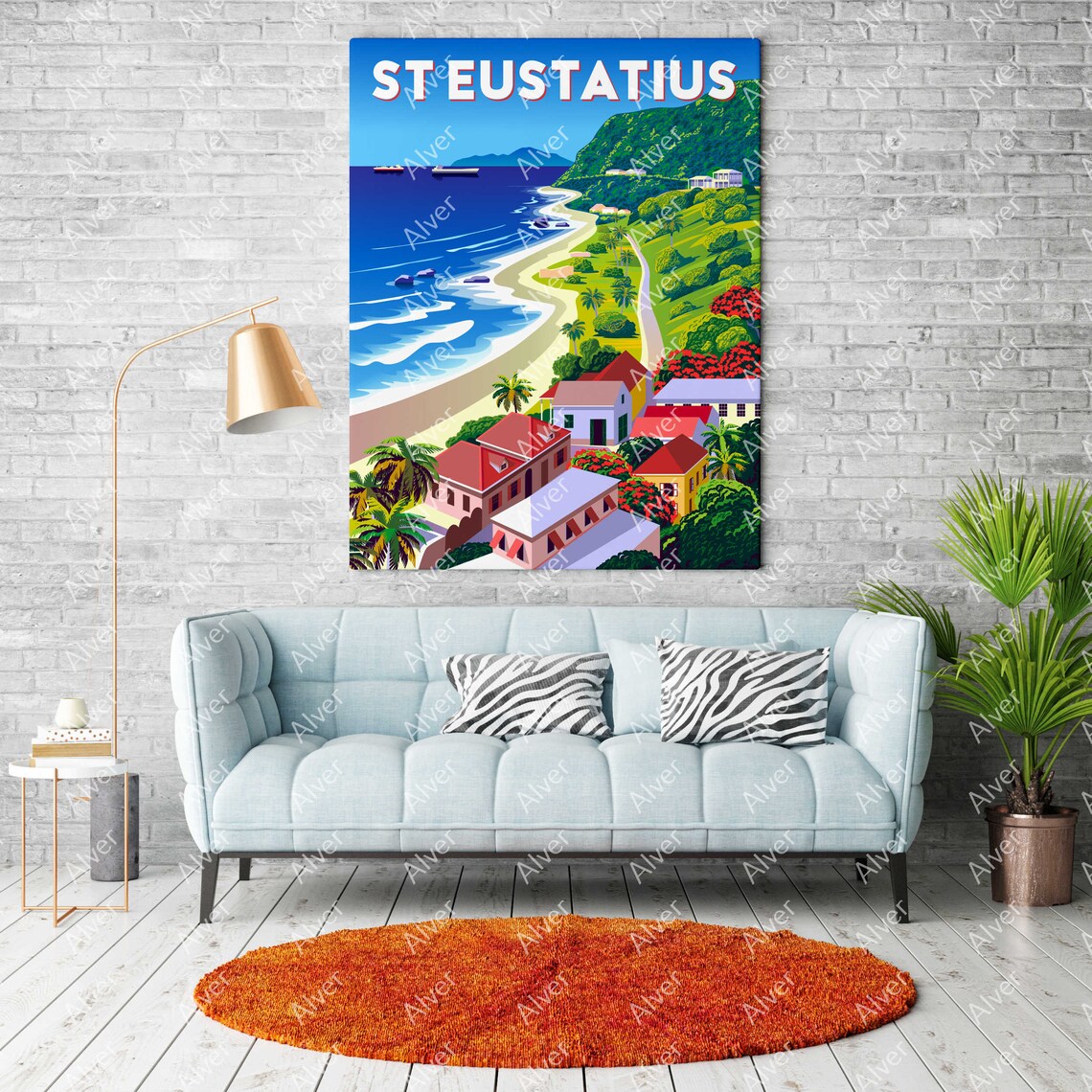 Caribbean Poster St Eustatius Poster Tropical Travel Print Statia Print Caribbean Wall Art Unframed - Image 2