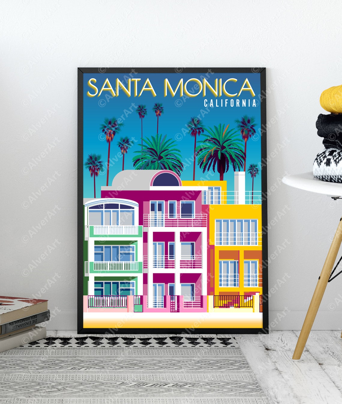 Santa Monica California Art Deco Beachfront Apartments Poster - Image 3