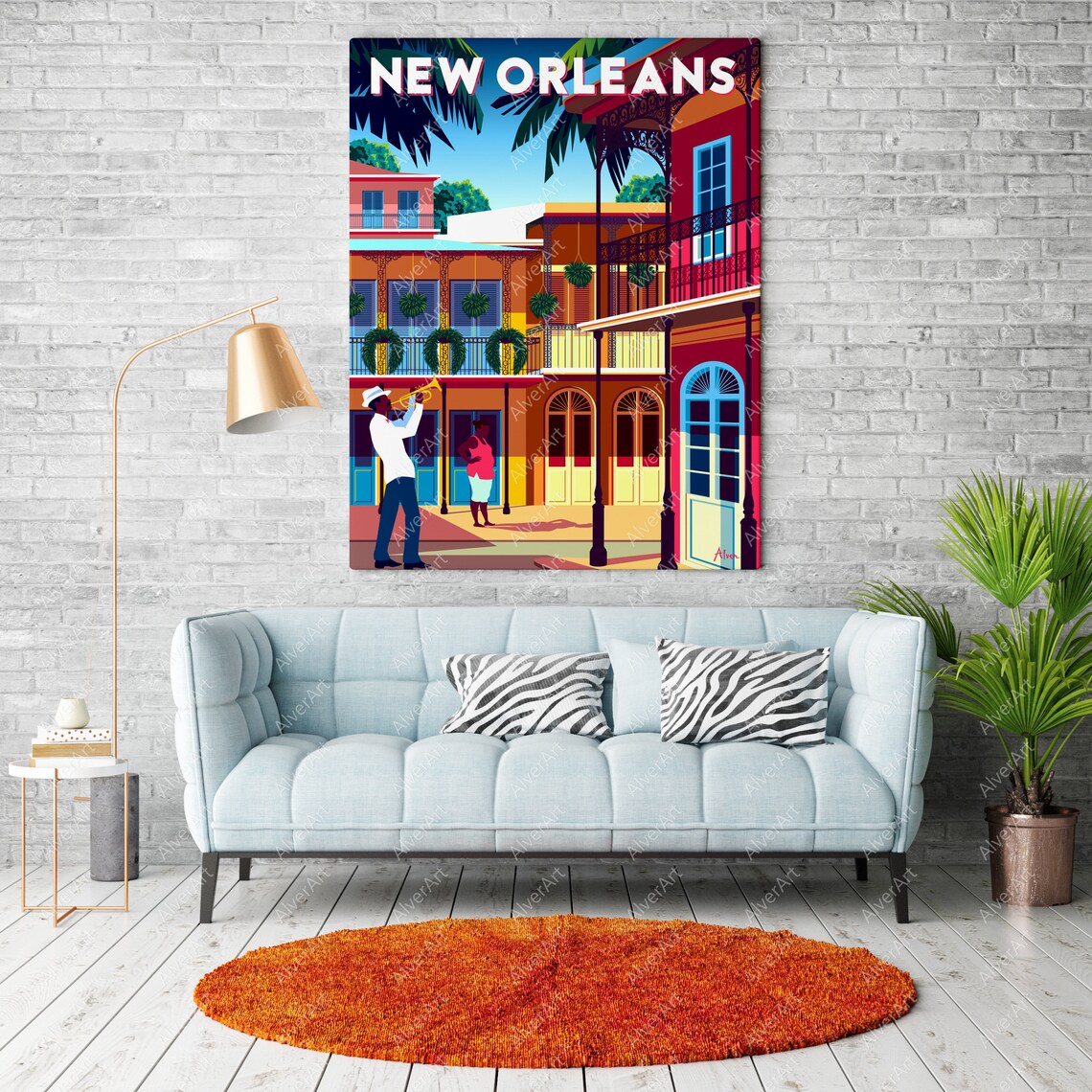 New Orleans French Quarter Street Musician Trumpet Jazz Poster - Image 2