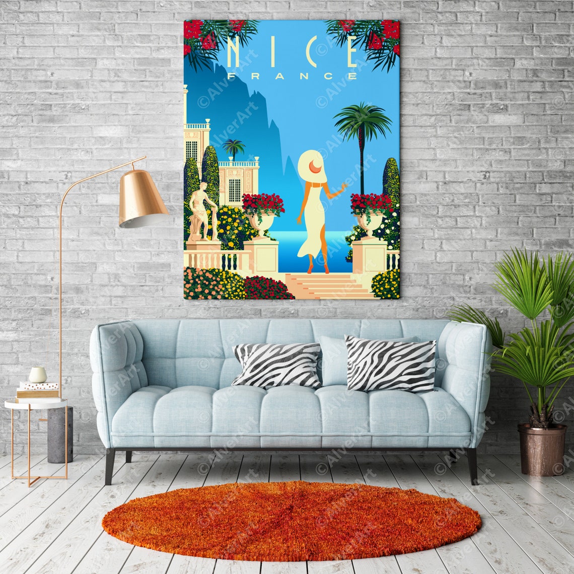 Nice France Elegant Terrace Villa Flowers Riviera Coast Poster - Image 2