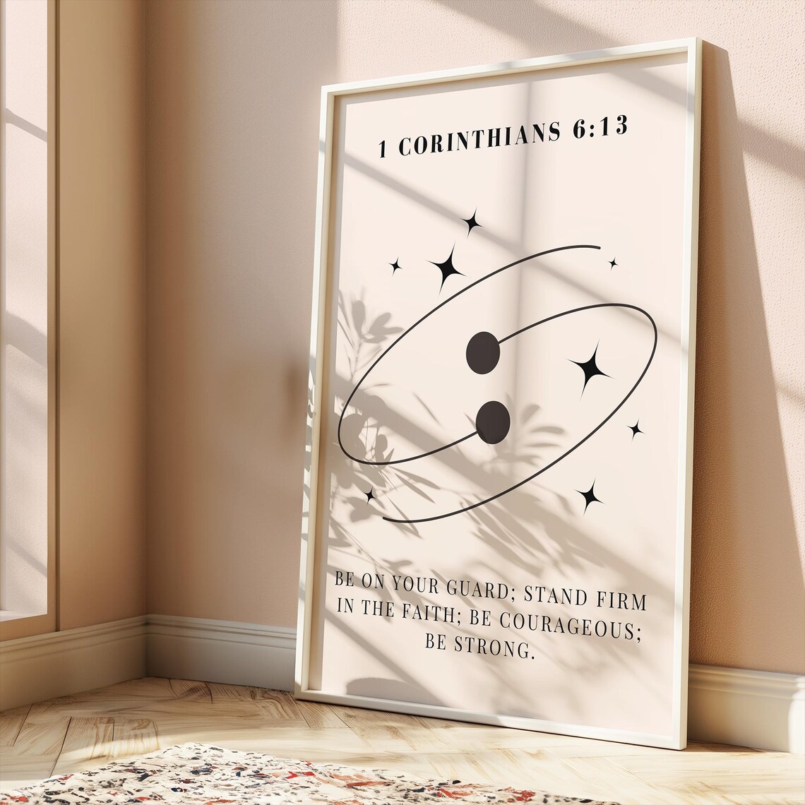 1 Corinthians 6 13 Be Strong Be Courageous Quote Poster Minimalist Star - Image 3
