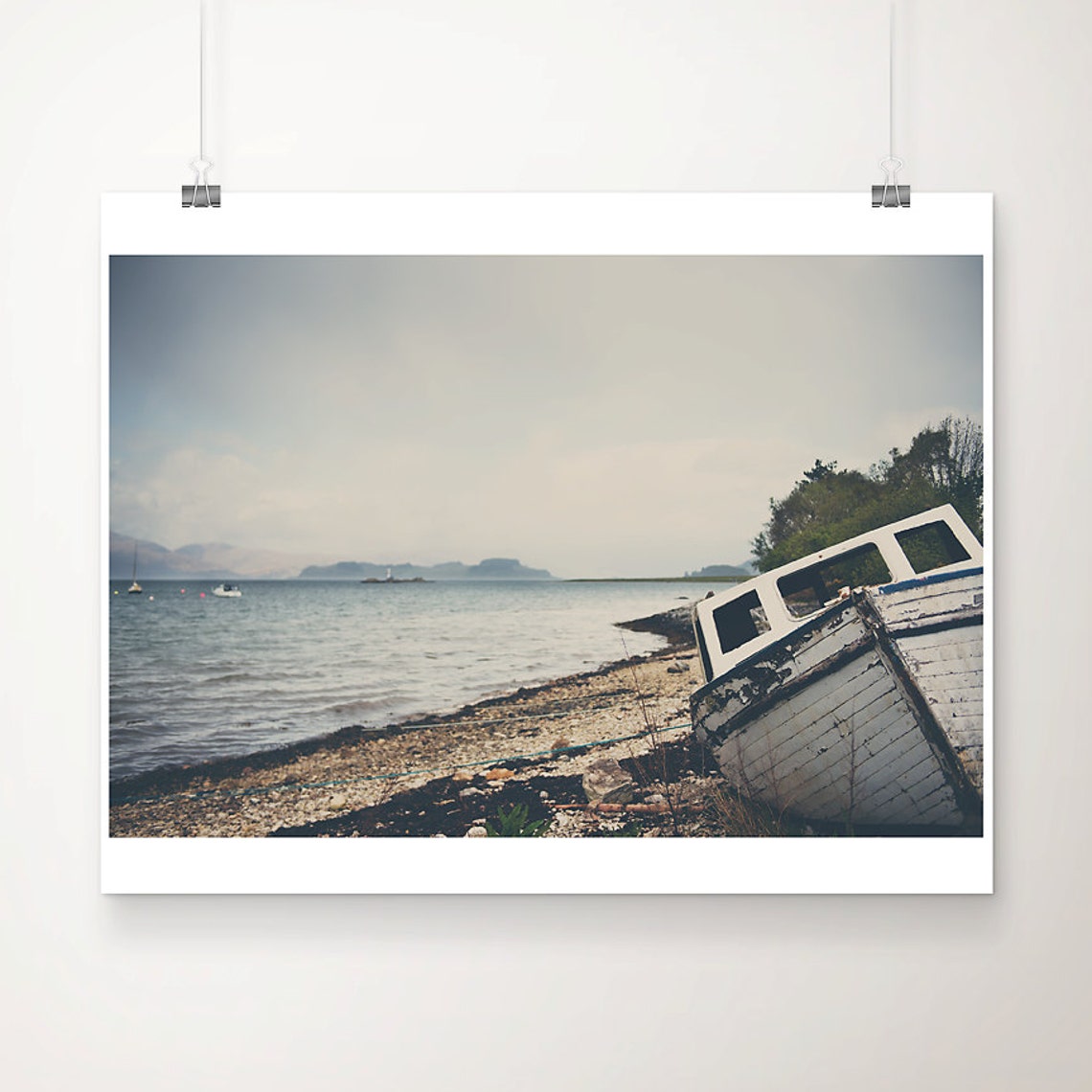 Loch Etive Scotland Abandoned Beached Boat Nautical Photo Poster