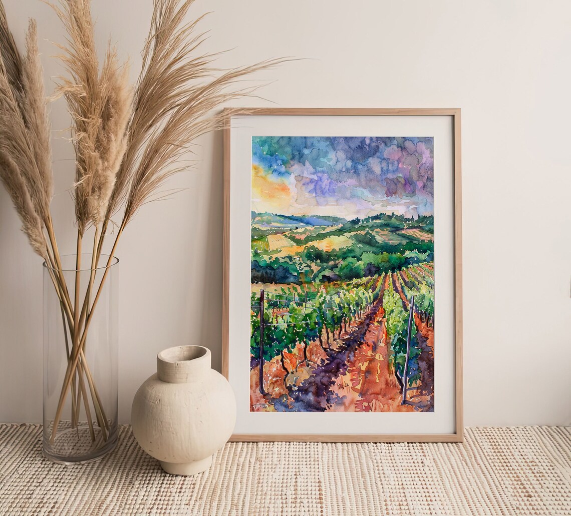 Napa Valley Watercolor Art Print, California Landscape - Image 4