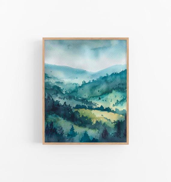 Rocky Mountains Misty Forest Watercolor Art Print Colorado Landscape Watercolor Painting Travel Gifts By Feelingprints