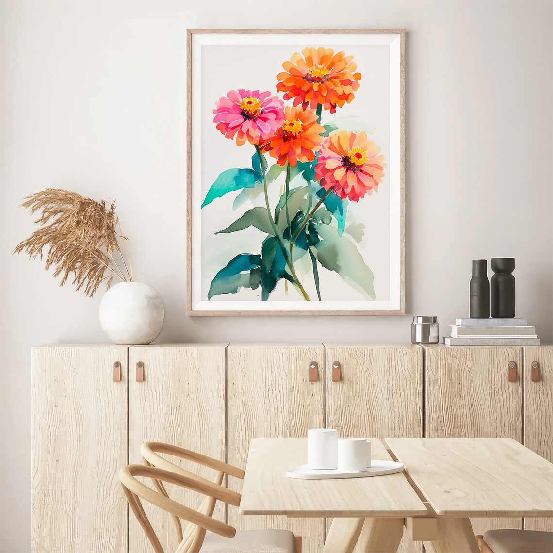 Zinnia Watercolor Art Print, Botanical Floral Decor - Image 5
