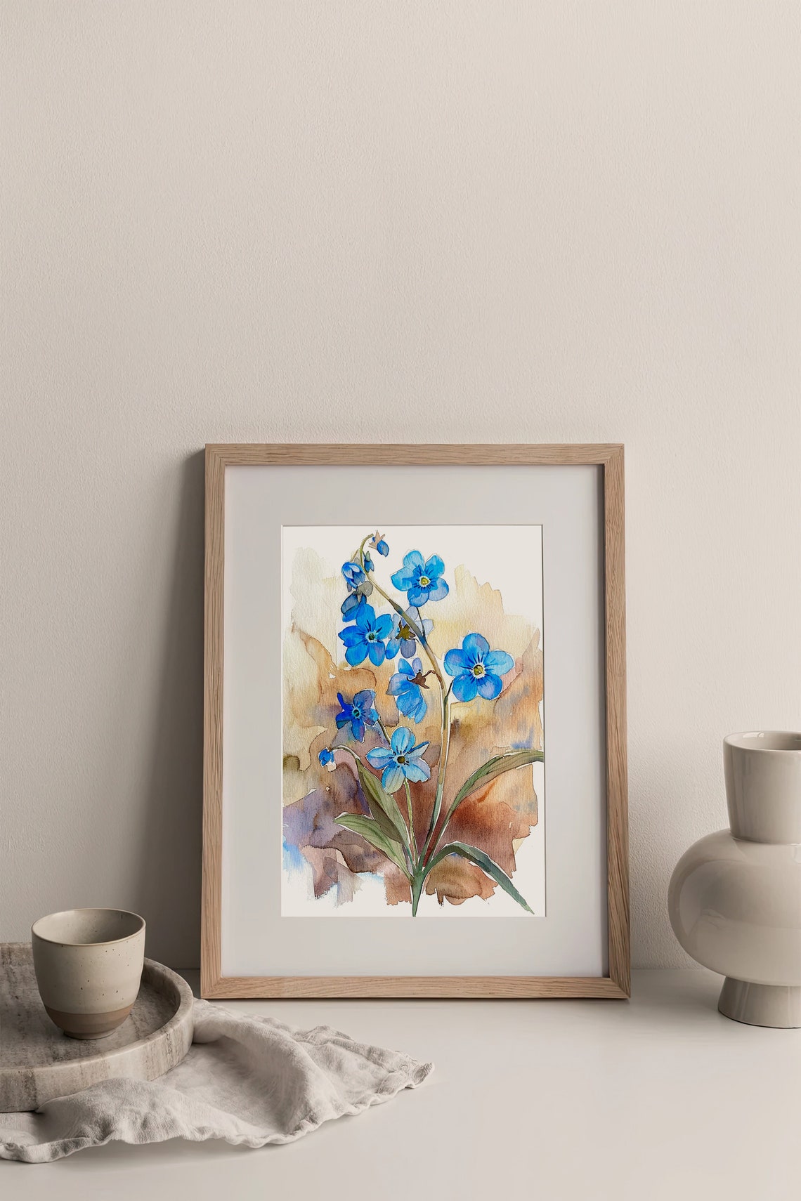 Blue Forget Me Not Flowers Watercolor Botanical Artwork Poster - Image 5