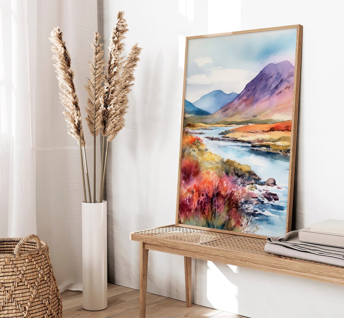 Glen Coe Watercolor Scotland Landscape Art Print - Image 5