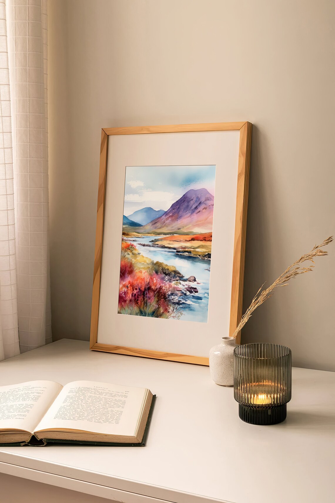 Glen Coe Watercolor Scotland Landscape Art Print - Image 2