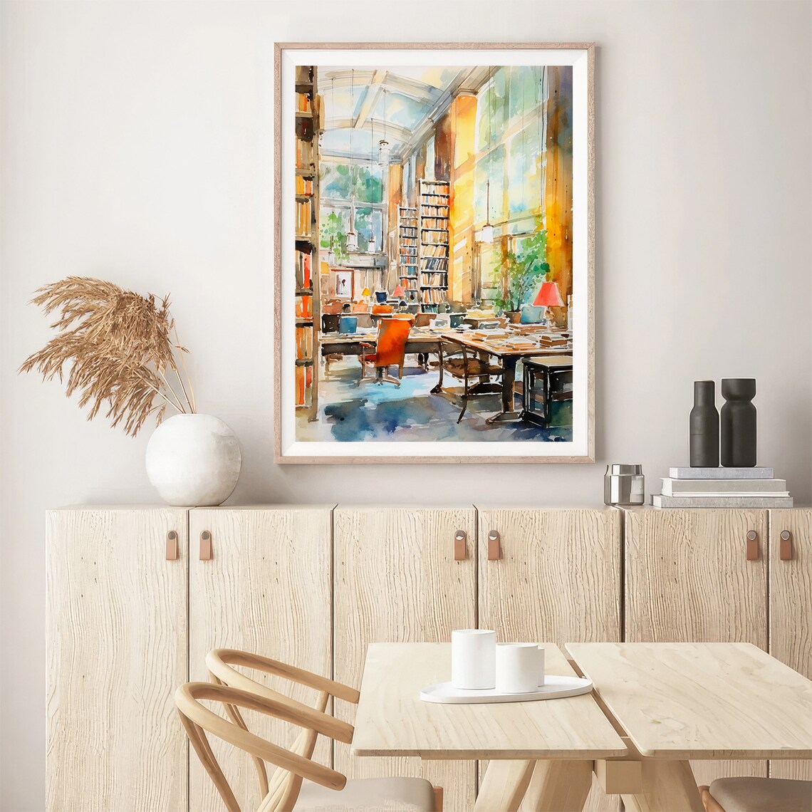 Boston Library Watercolor Art Print, Books Wall Art - Image 5