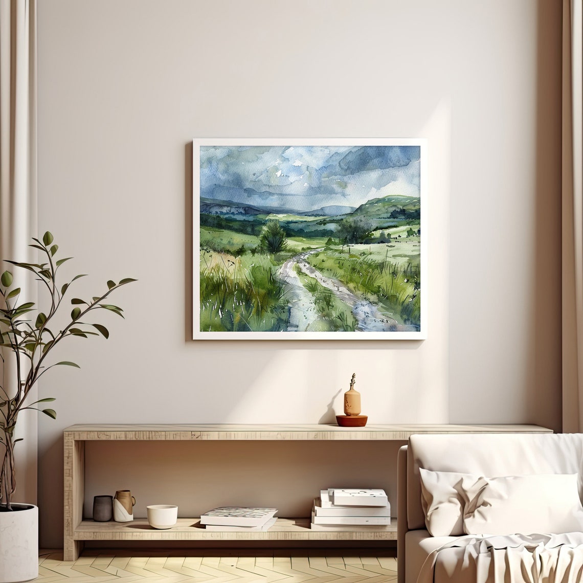 Wicklow Mountains Ireland Countryside Green Hills Watercolor Poster - Image 3