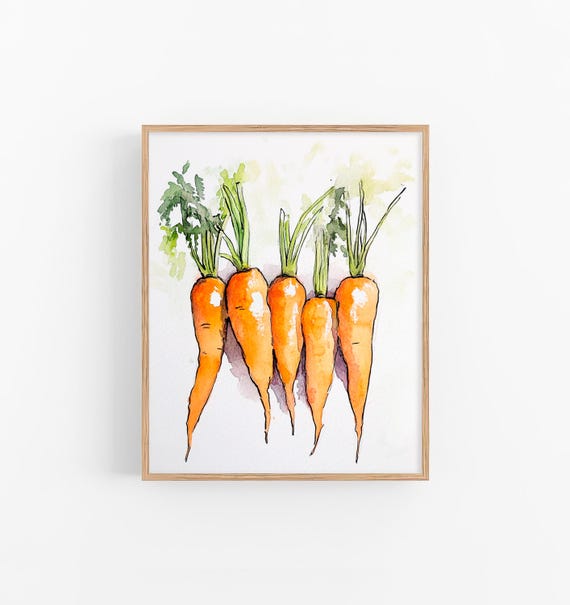 Carrots Painting Vegetables Watercolor Art Print Carrot Watercolor Painting Kitchen Wall Art Gifts By Feelingprints
