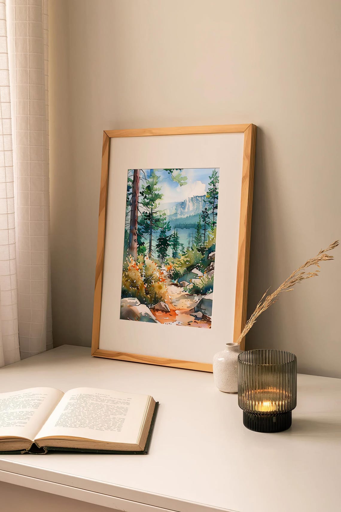 Colorado Rocky Mountains Pine Forest Trail Watercolor Poster - Image 2