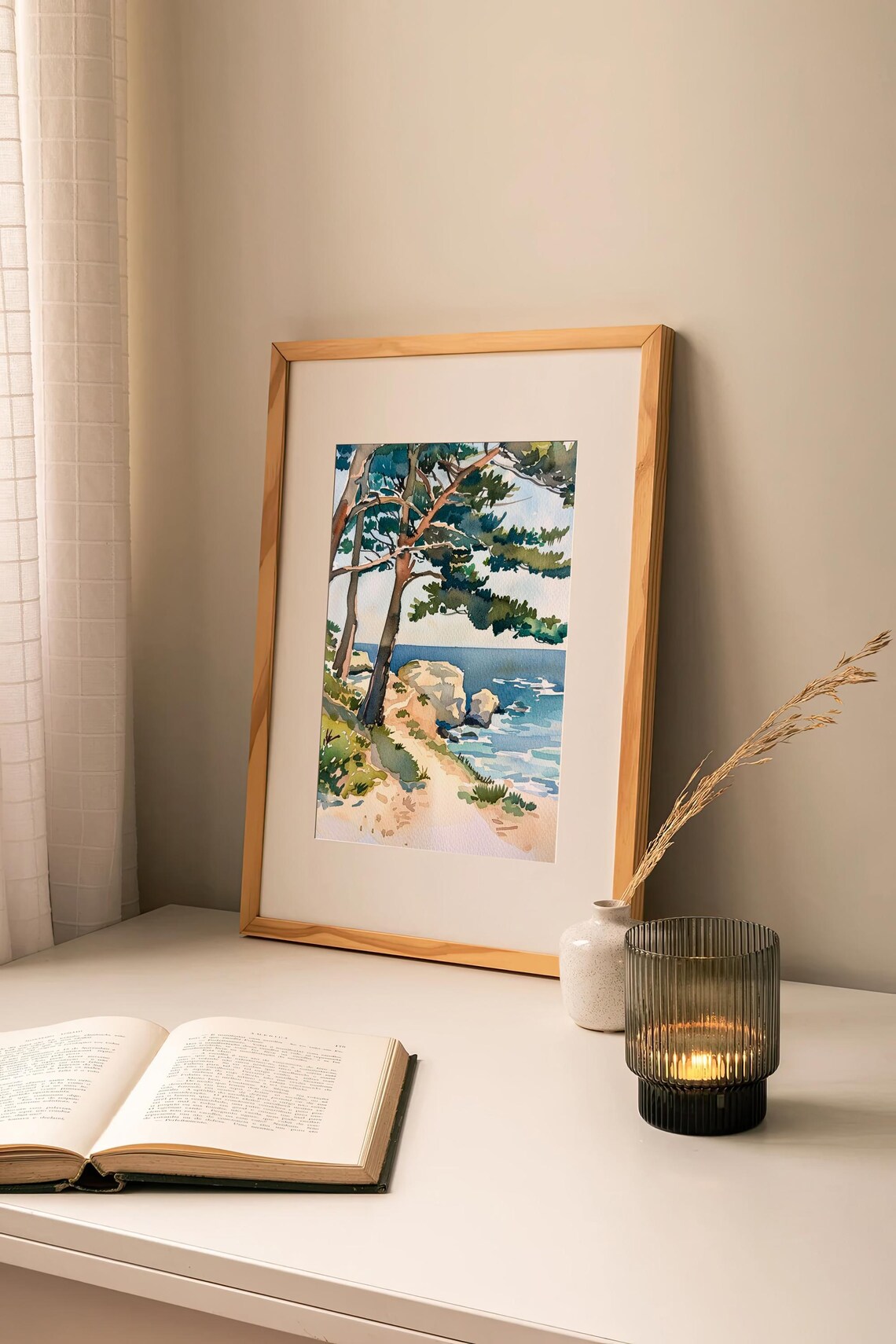 Monterey Watercolor California Landscape Art Print - Image 2