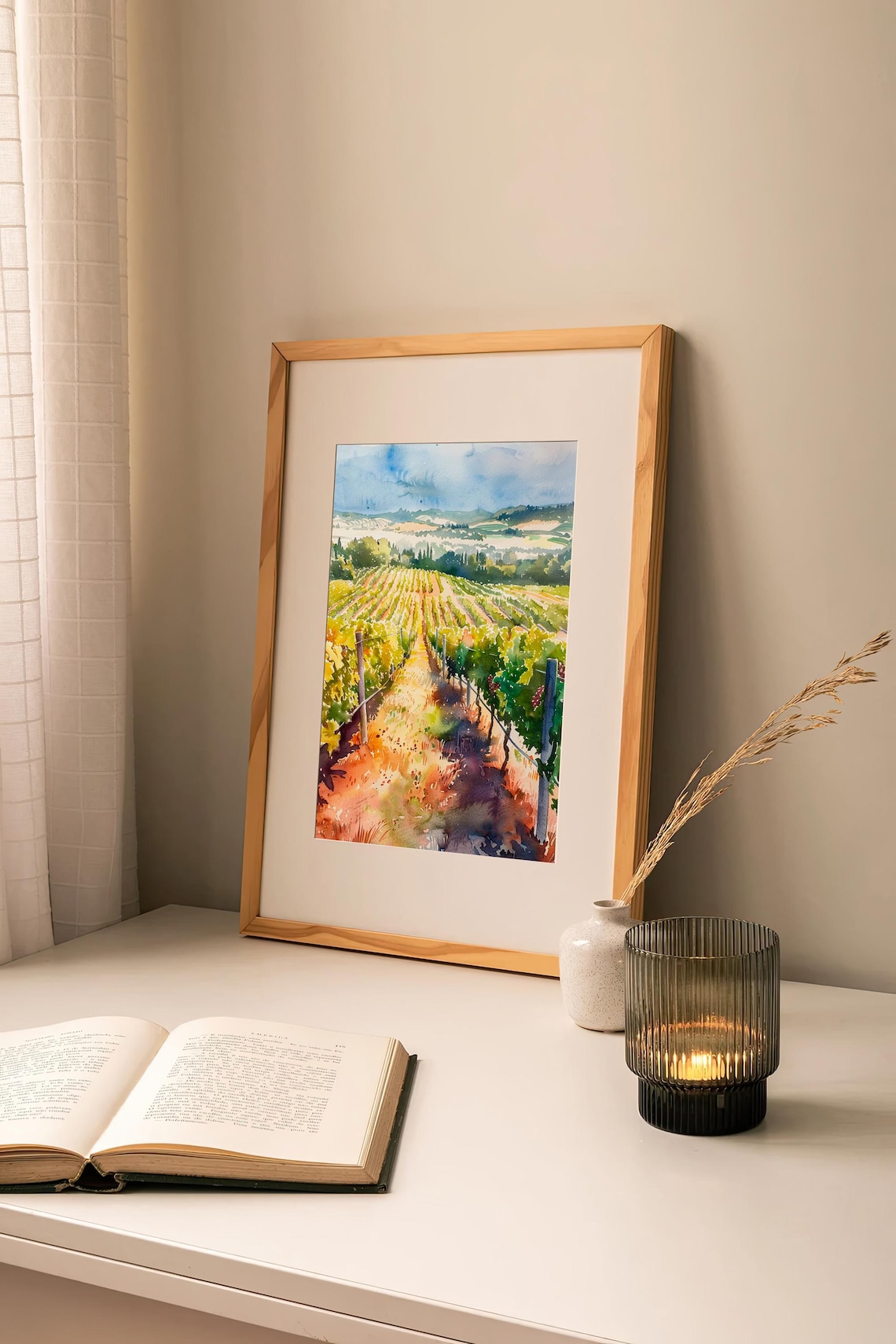 Napa Valley Watercolor Art California Vineyards Watercolor Painting Travel Art Poster Gifts By Feelingprints - Image 2