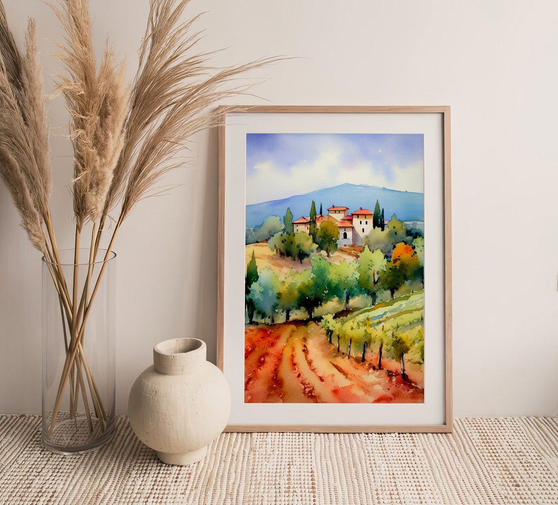 Val Dorcia Watercolor Art Print Tuscany Landscape Painting Italy Countryside Wall Art Italian Travel Gifts By Feelingprints - Image 3