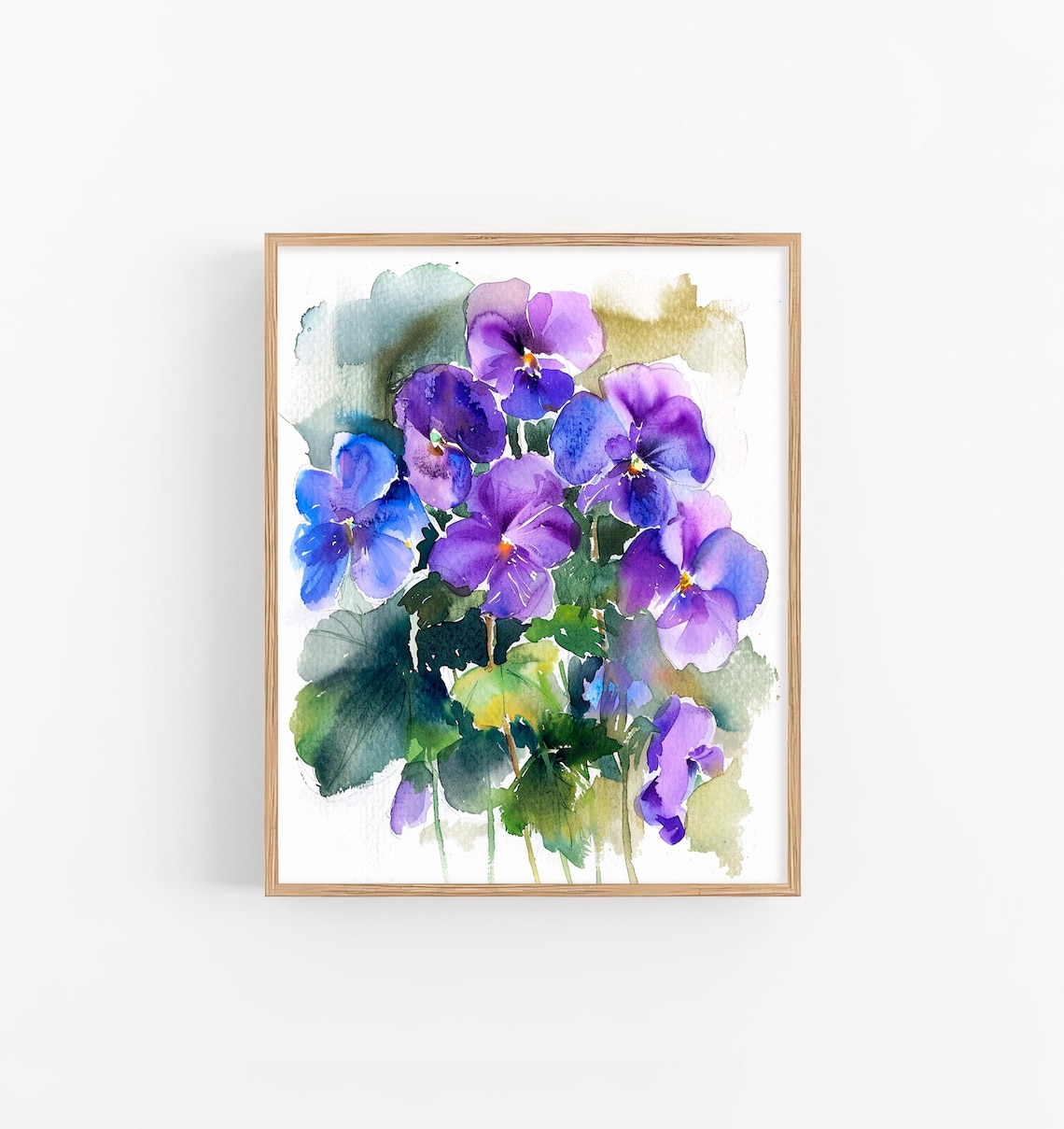 Violet Flowers Watercolor Floral Art Print