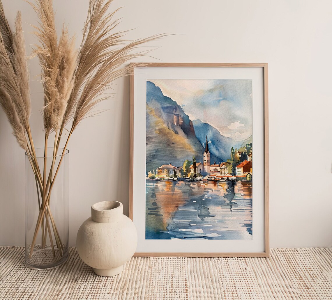 Lake Como Watercolor Art Print, Italy Travel Poster - Image 4