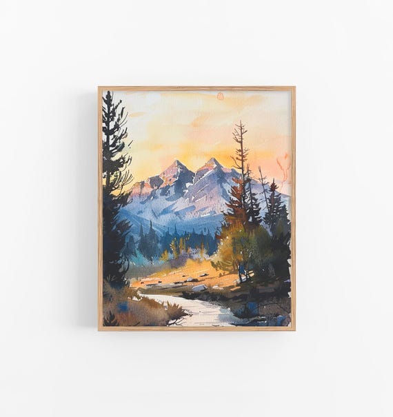 Colorado Landscape Watercolor Art Print Pine Trees Art Print Mountains Landscape Wall Art Decor Gifts By Feelingprints