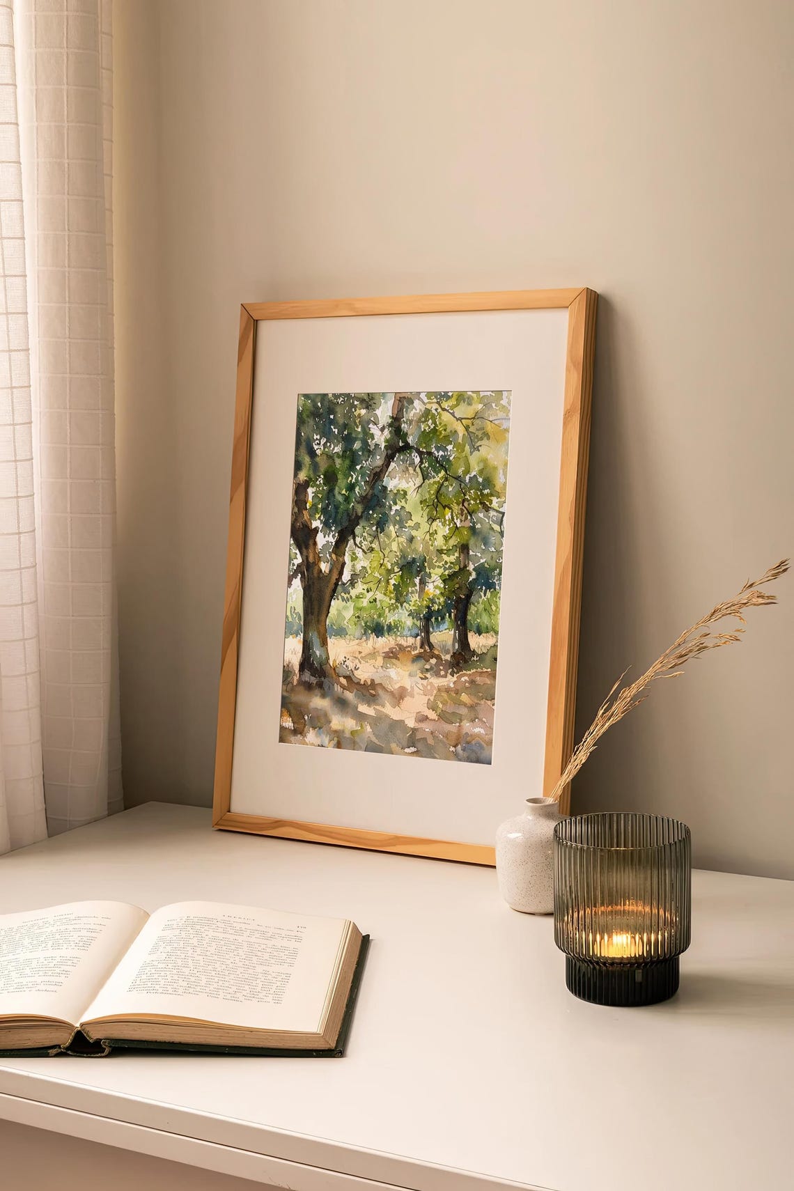 Oak Grove Dappled Sunlight Watercolor Southern Trees Scene Poster - Image 2