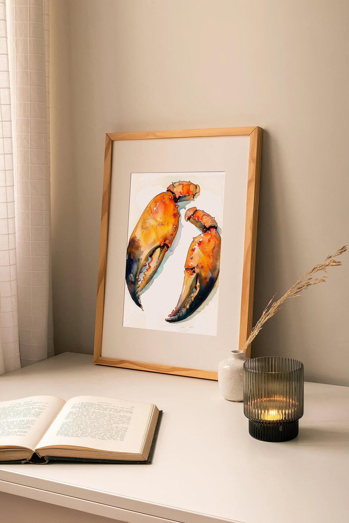 Crab Claw Art Print Red Crab Watercolor Painting Animals Wall Art Kitchen Artwork By Feelingprints - Image 3