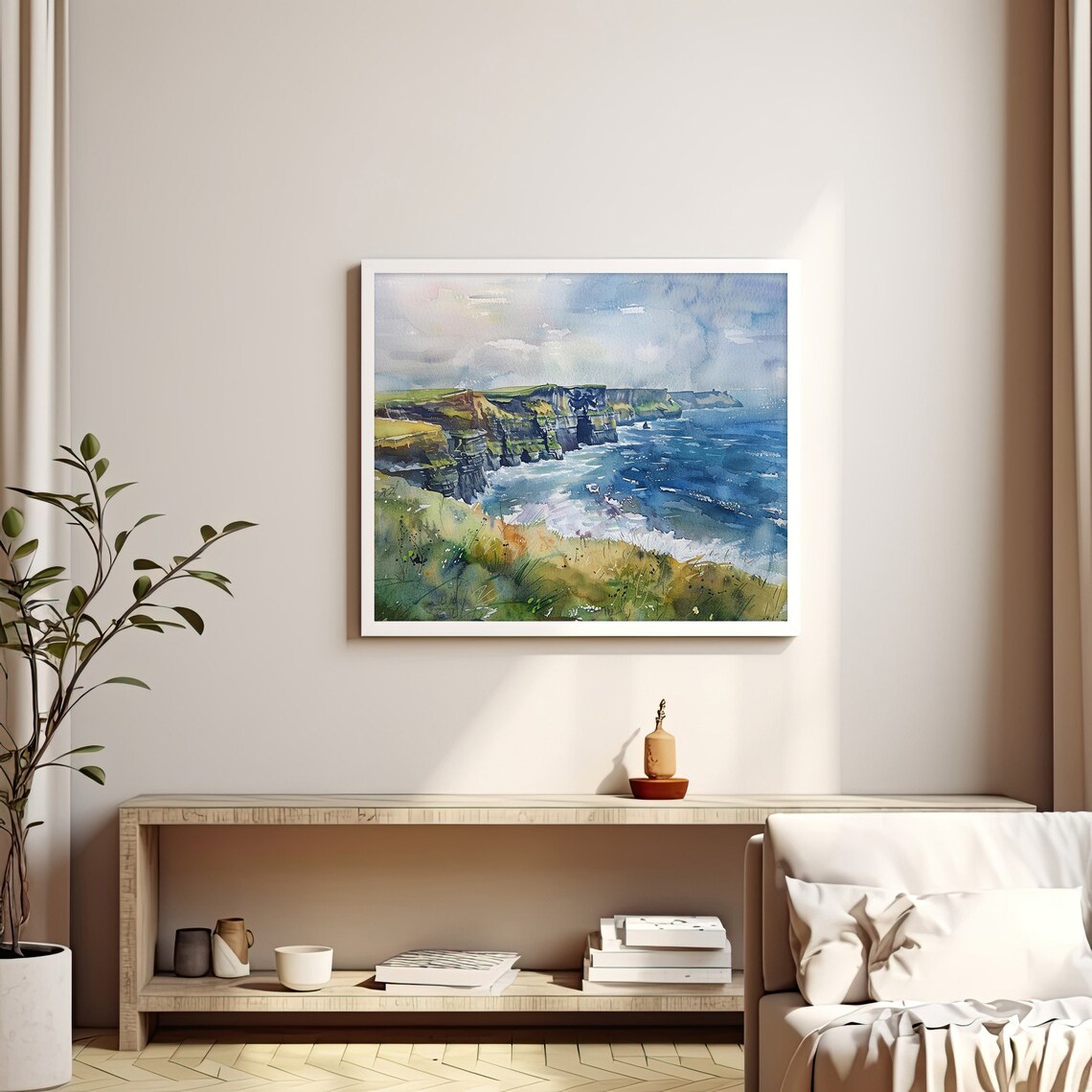 Cliffs Of Moher Watercolor Art Print, Ireland Coastline - Image 3
