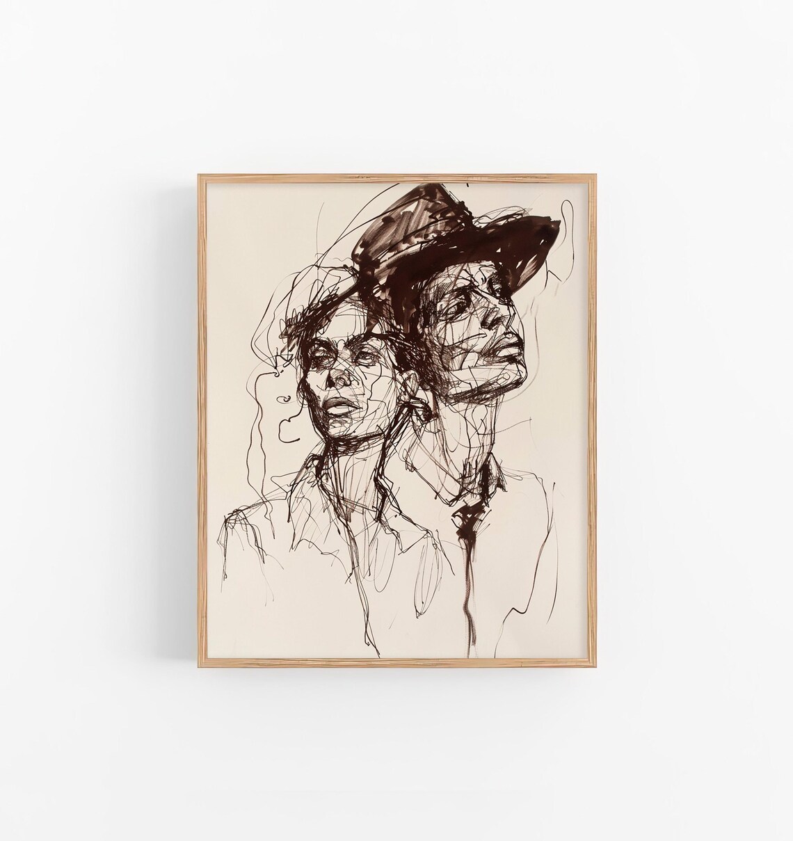 Men Portrait Sketch Watercolor Art Print