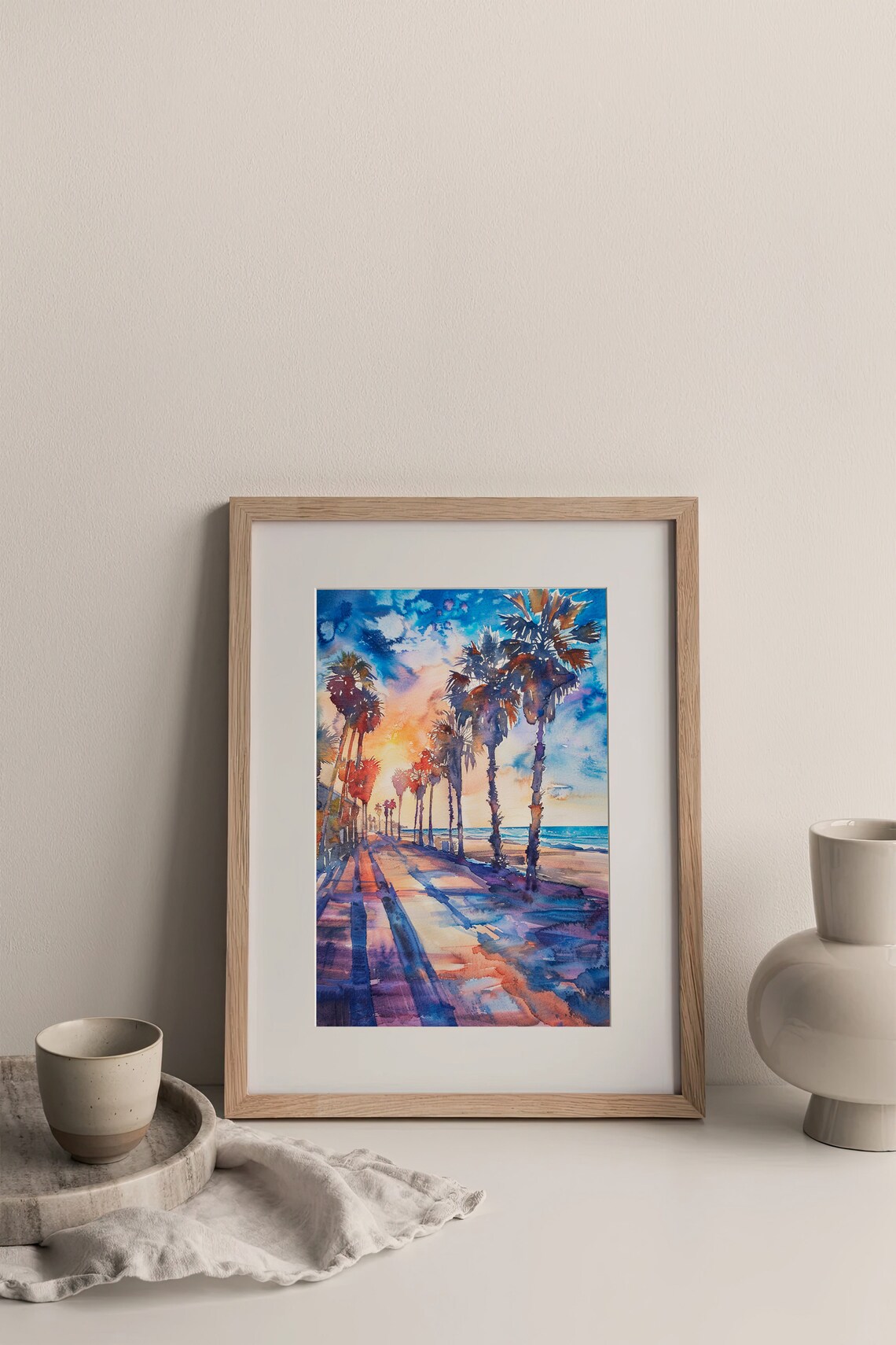 Santa Monica Watercolor Art Print, California Beach - Image 3