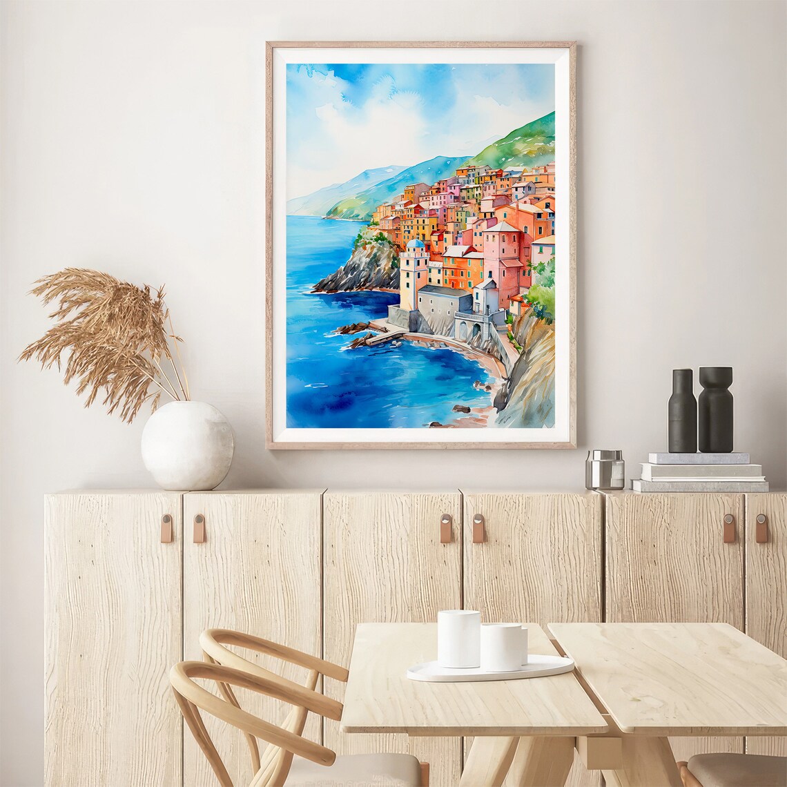 Manarola Watercolor Art Print, Italy Cityscape - Image 5