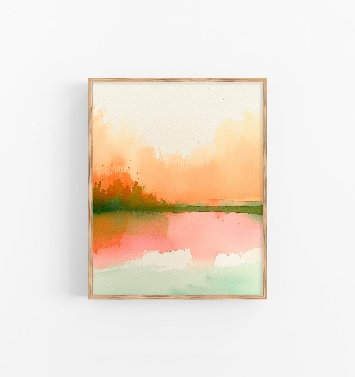 Lake Chelan Sunset Abstract Watercolor Landscape Artwork Poster