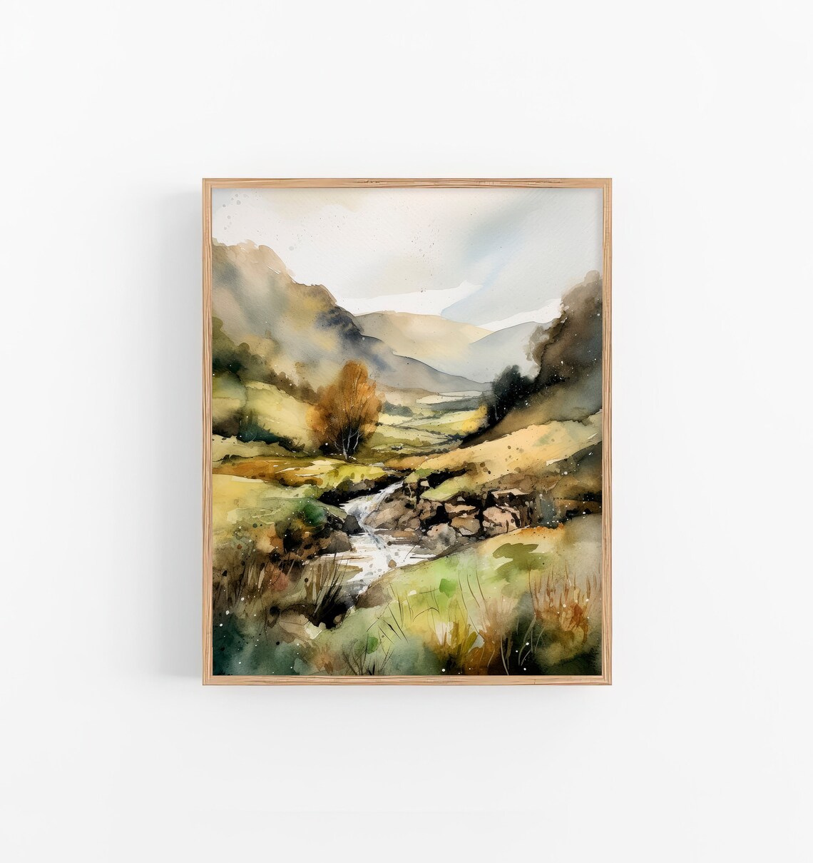 Brecon Beacons Watercolor Travel Poster, Wales Landscape