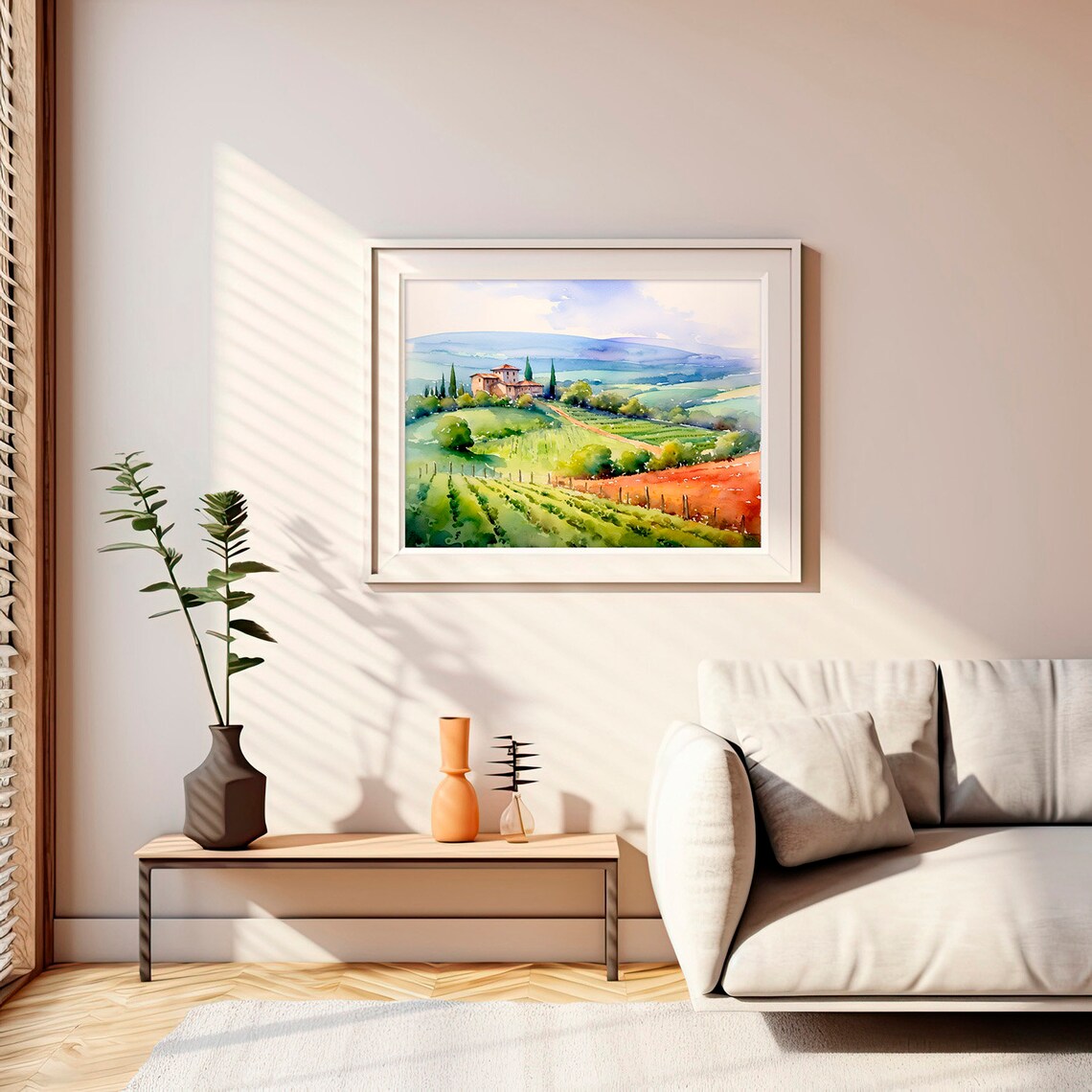 San Gimignano Watercolor Art Print, Tuscany Landscape - Image 3