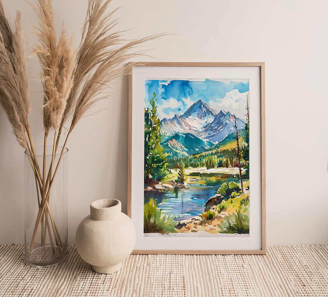 Rocky Mountains Forest Watercolor Art Print, Colorado - Image 4