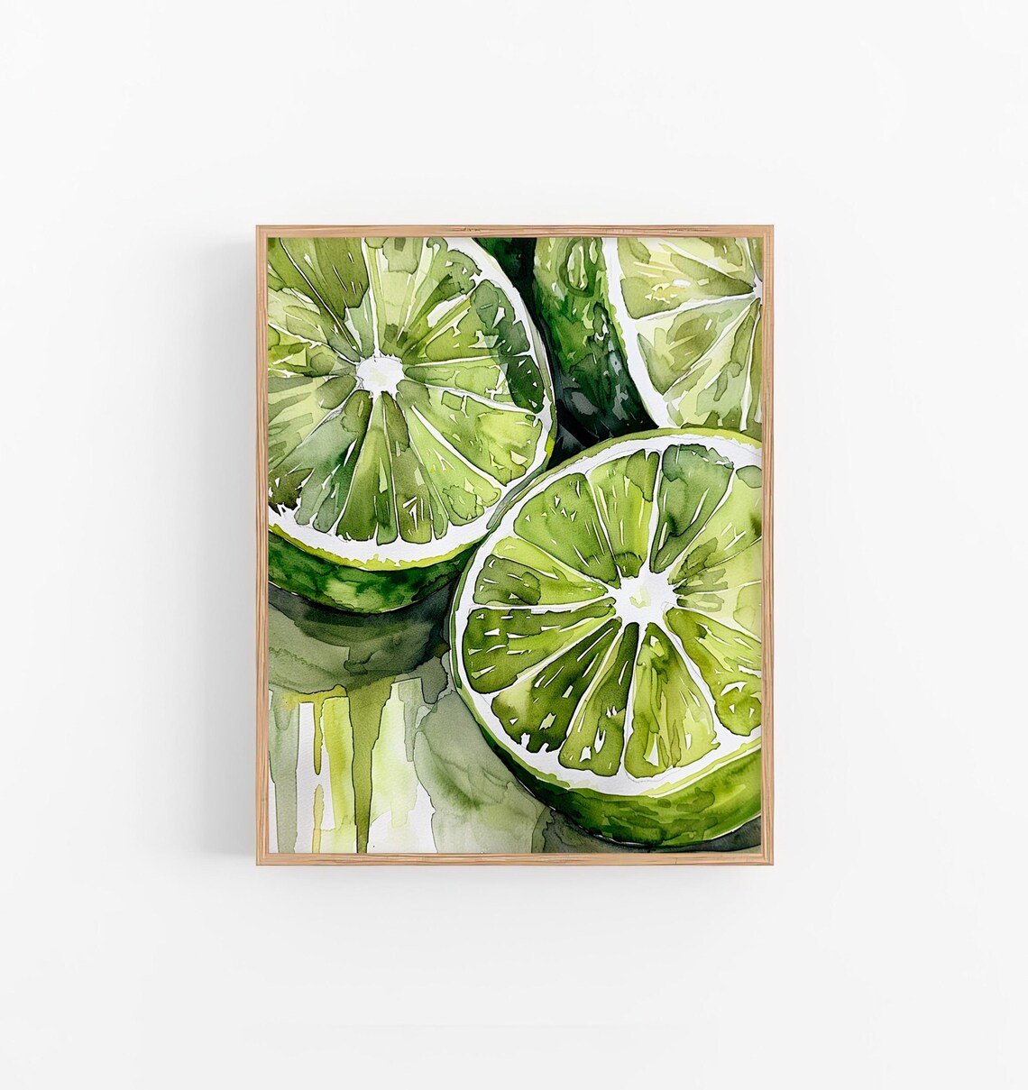 Lime Slices Watercolor Painting Kitchen Art Print