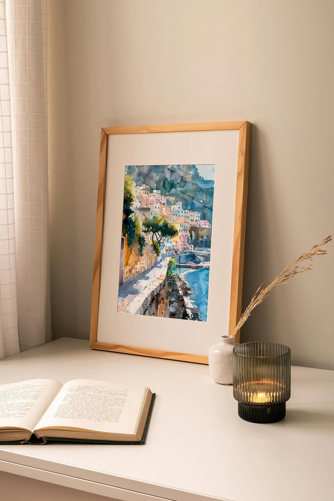 Sorrento Cityscape Watercolor Art Print, Italy - Image 3