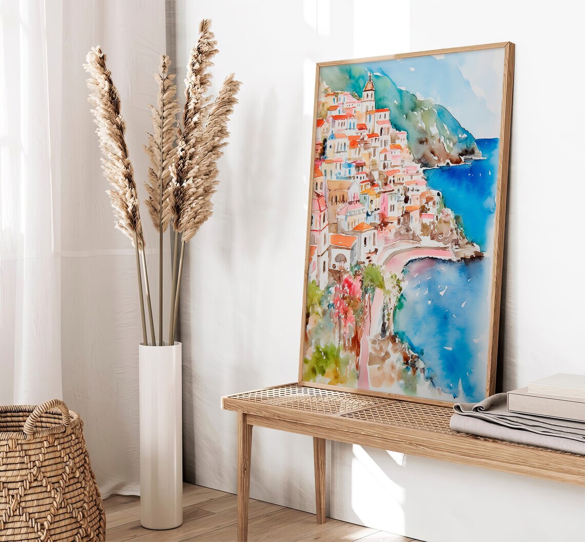 Positano and Cinque Terre Watercolor Travel Poster - Image 2