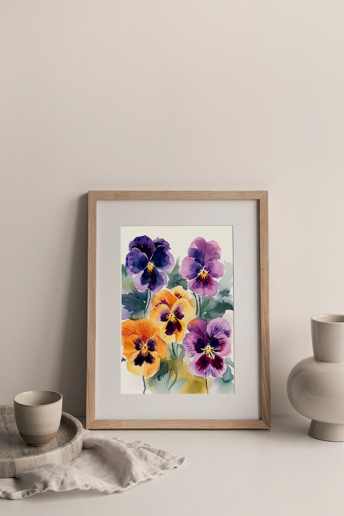 Pansies Watercolor Art Print, Botanical Wall Decor - Image 4