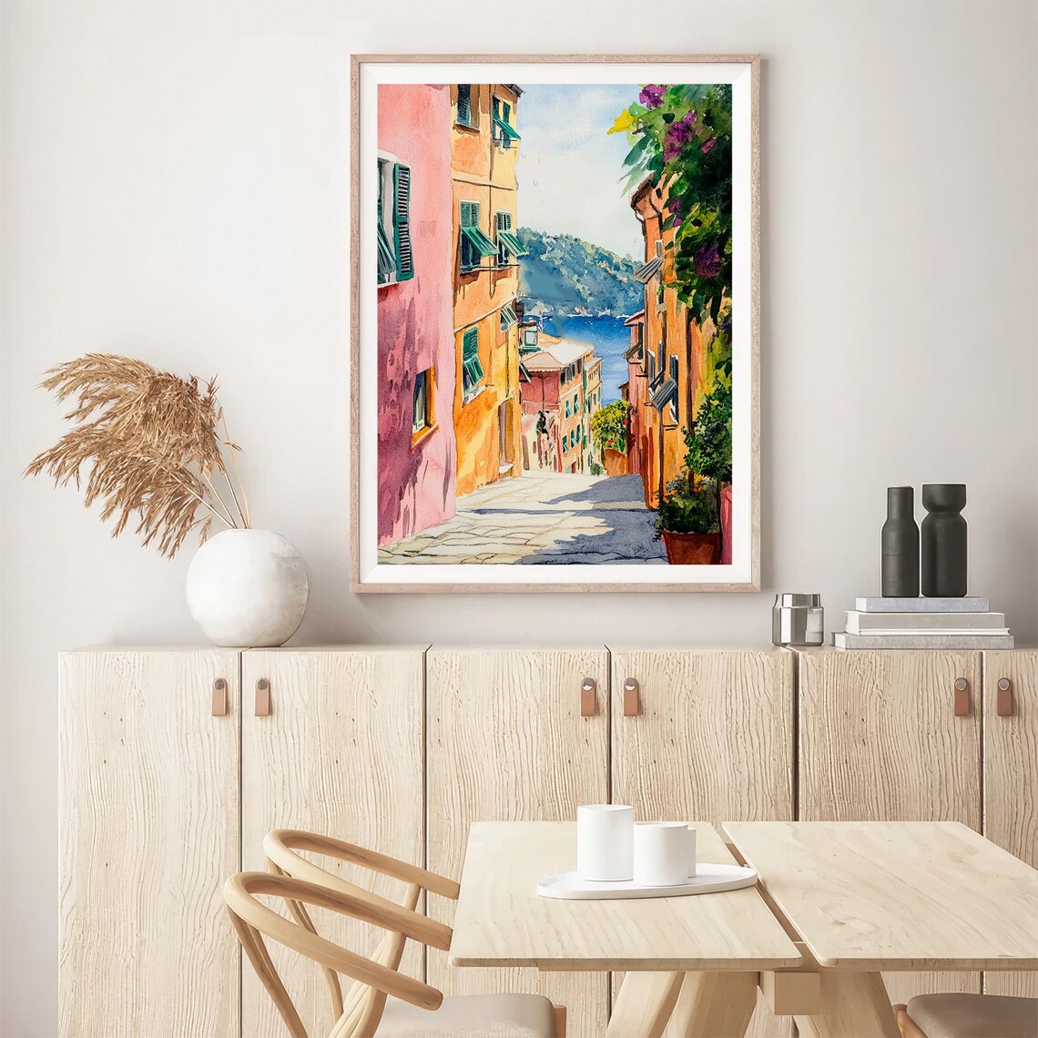 Portofino Colorful Alley Sea View Watercolor Italy Travel Poster - Image 5