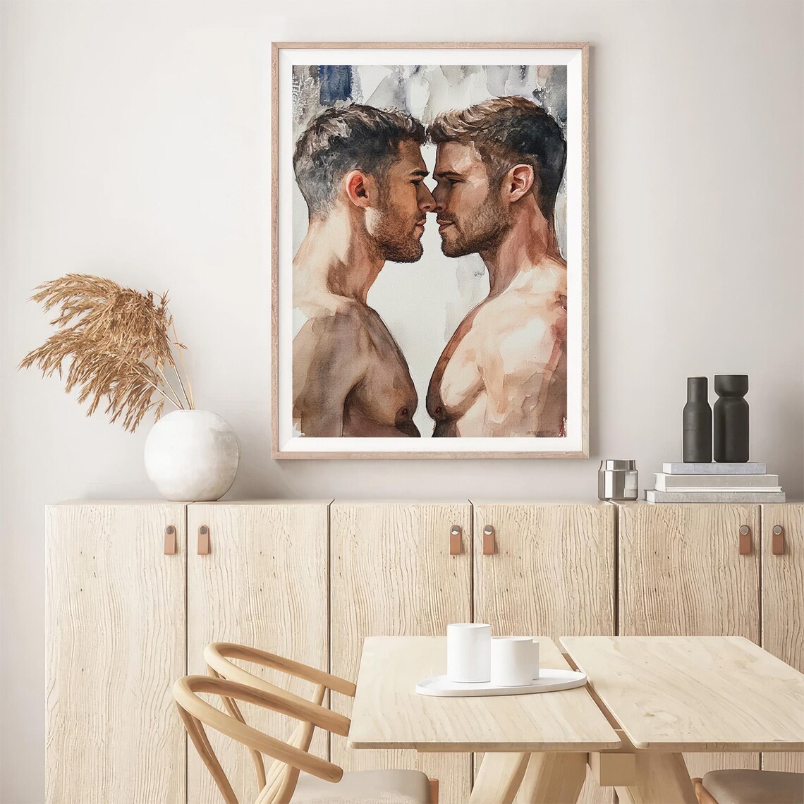 Kissing Male Bodies Watercolor Art Print - Image 5