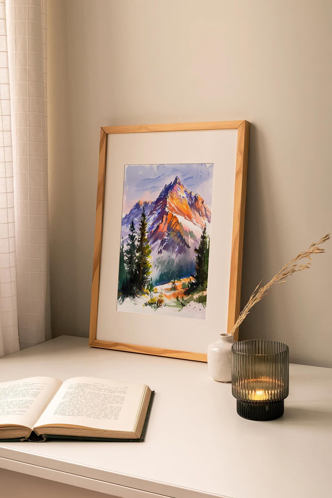 Rocky Mountains Watercolor Pine Trees Art Print - Image 2