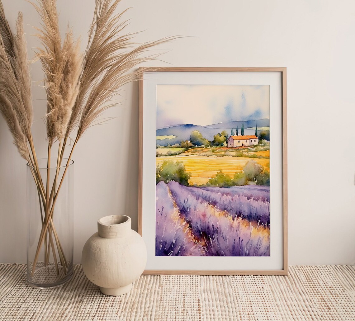 Valensole Watercolor Art Print, Provence Landscape - Image 4