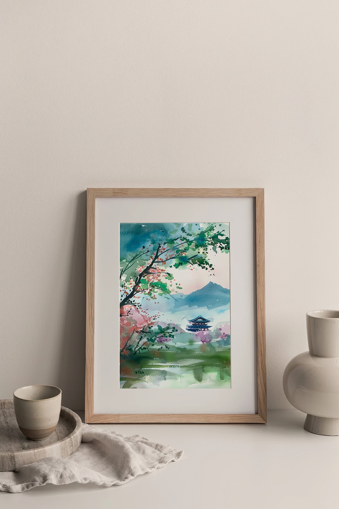 Kyoto Watercolor Painting Japan Landscape Art Print - Image 3