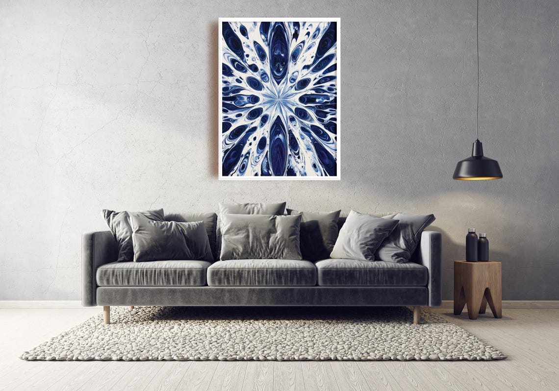 Blue Marble Kaleidoscope Mandala Framed Abstract Gallery Poster - Image 2