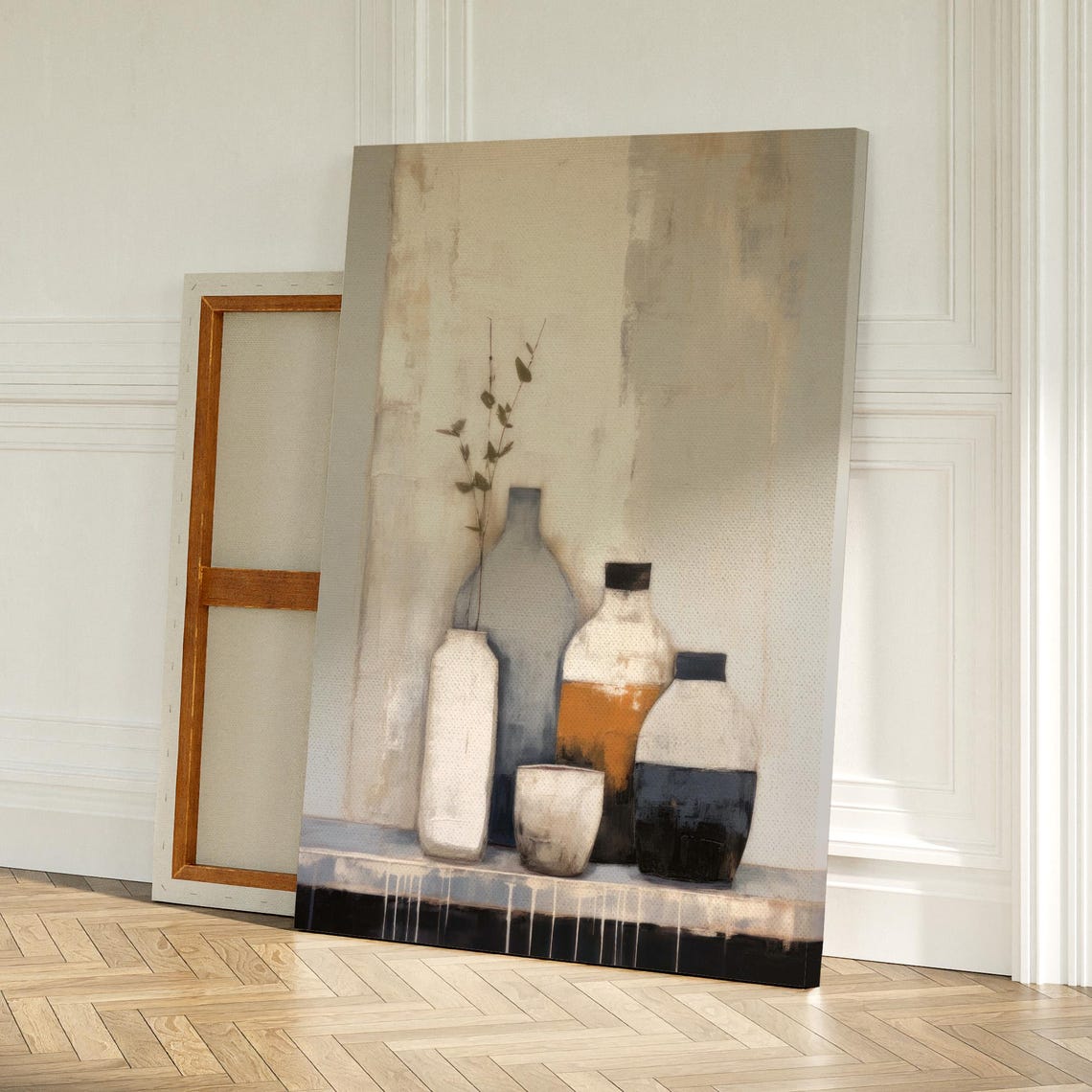 Neutral Still Life Vases Amber Bottle Modern Minimalist Wall Art - Image 2