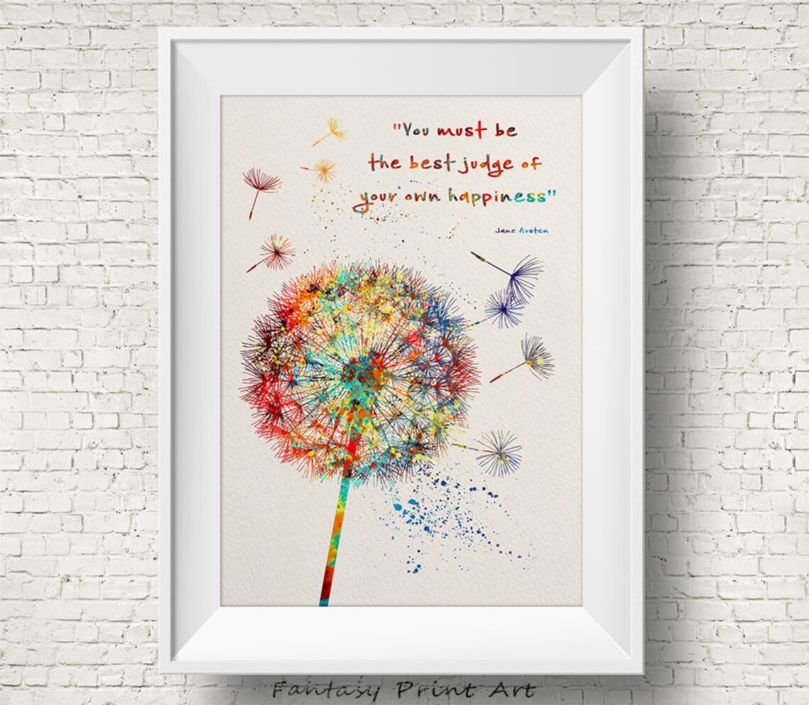 Dandelion Flower Jane Austen Quote Watercolor Art Print