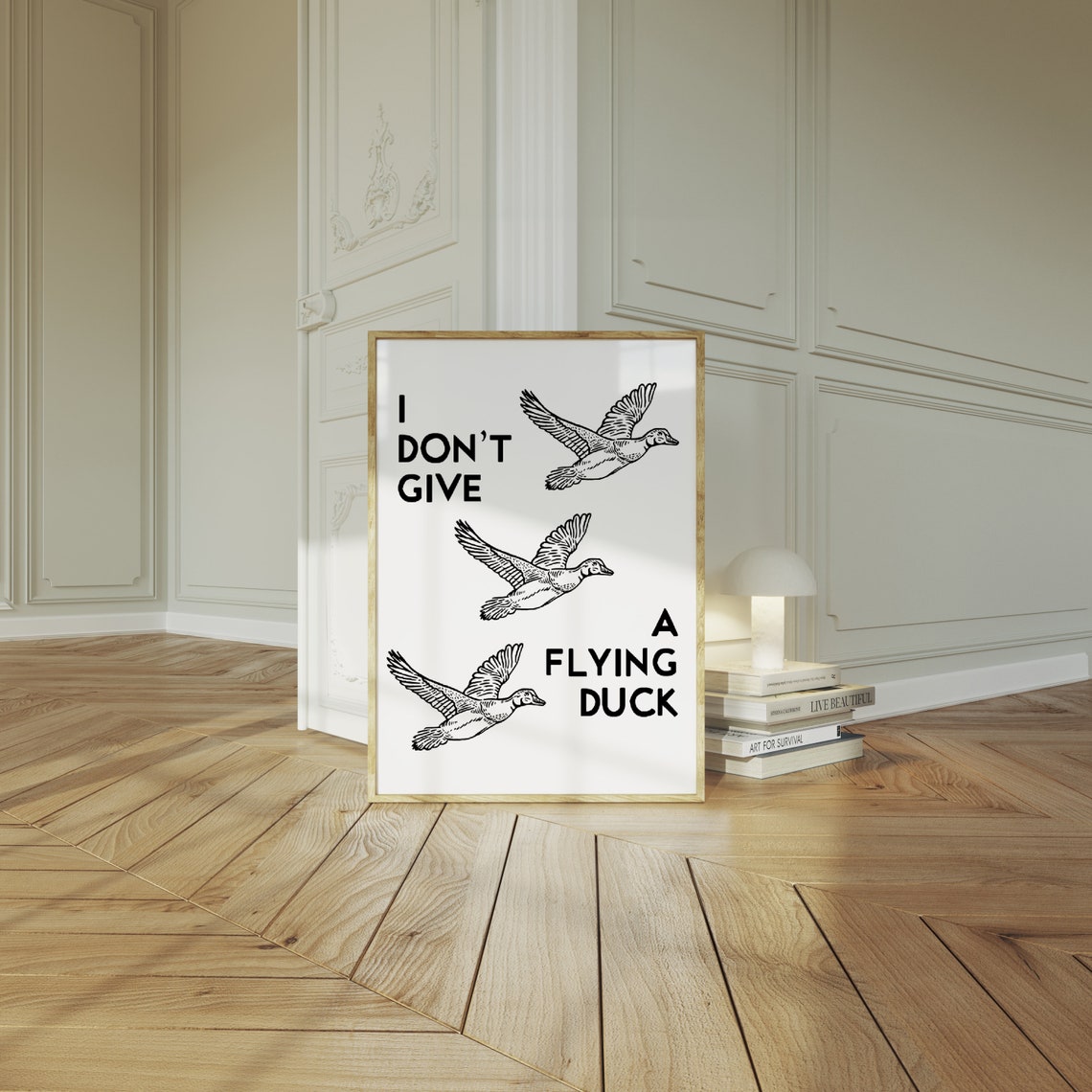 I Dont Give a Flying Duck Green Vintage Flying Ducks Humor Poster - Image 2
