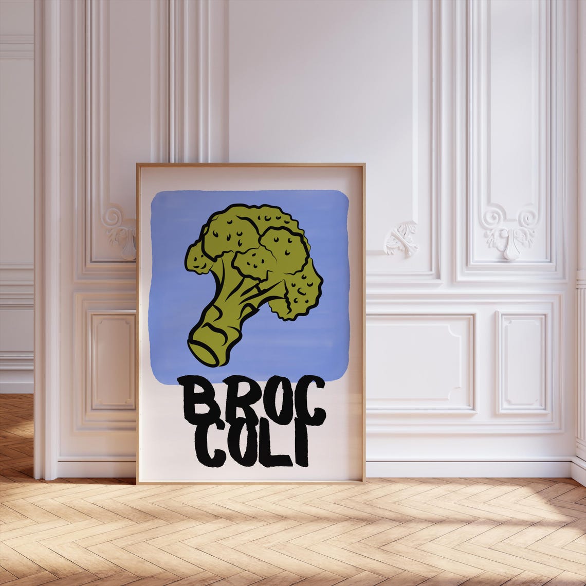 Fun Bold Broccoli Vegetable Poster with Black Hand Lettering Design - Image 2