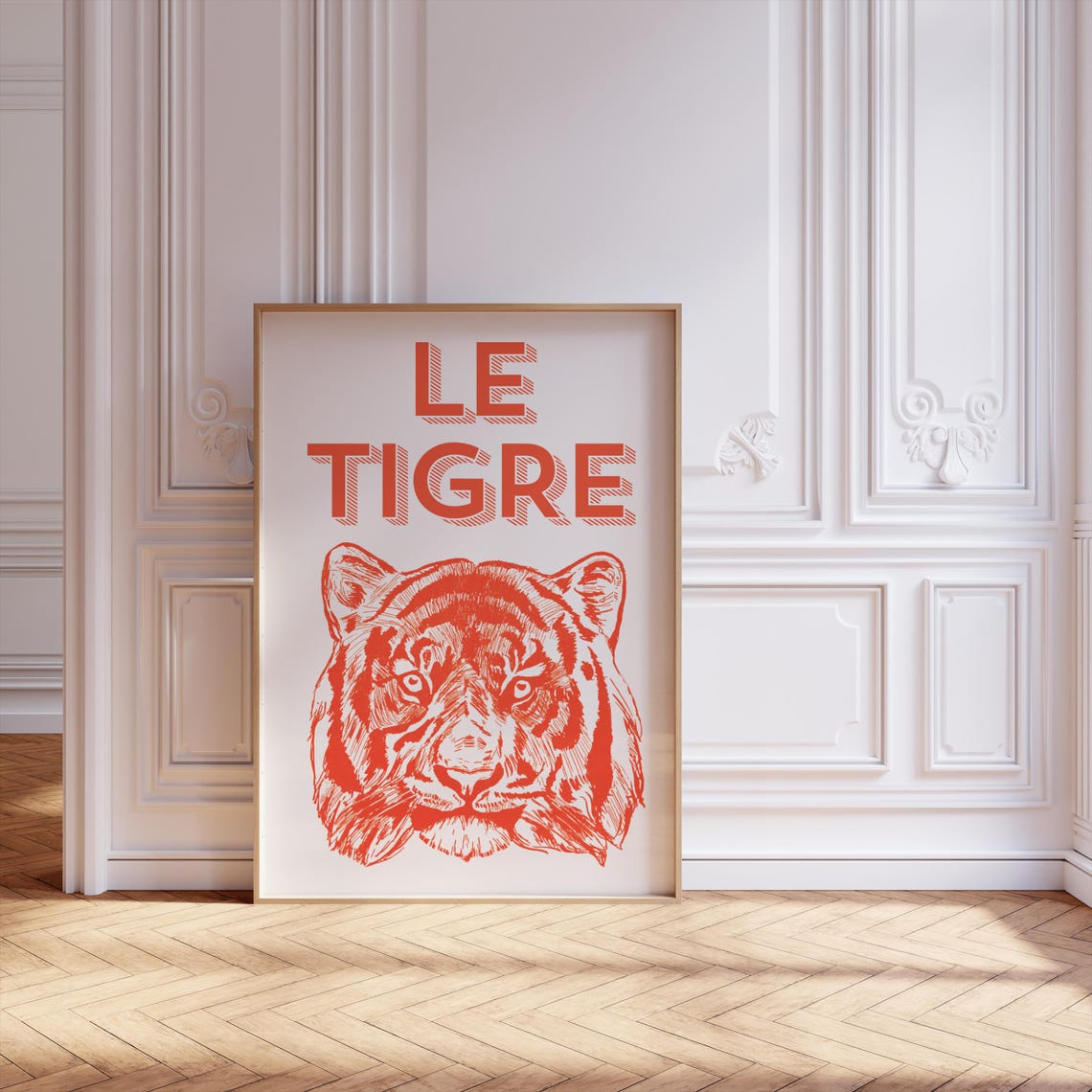 Le Tigre Bold Orange Tiger Head French Retro Wildlife Art Poster - Image 2