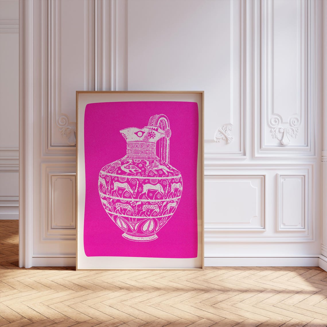 Hot Pink Greek Vase Ancient Amphora Trendy Classical Art Poster - Image 2