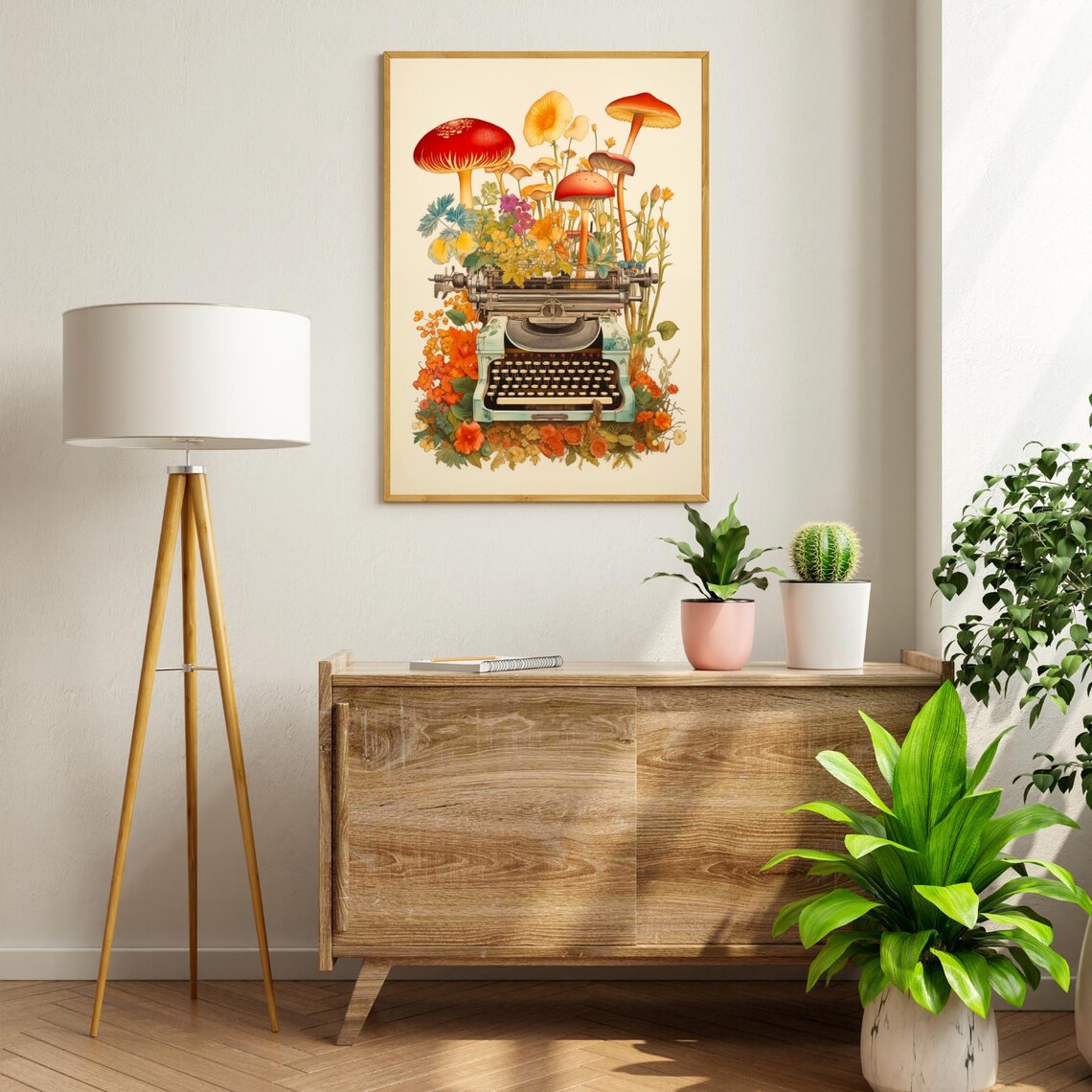Mushroom Typewriter, Retro Literary Botanical Art Print - Image 3