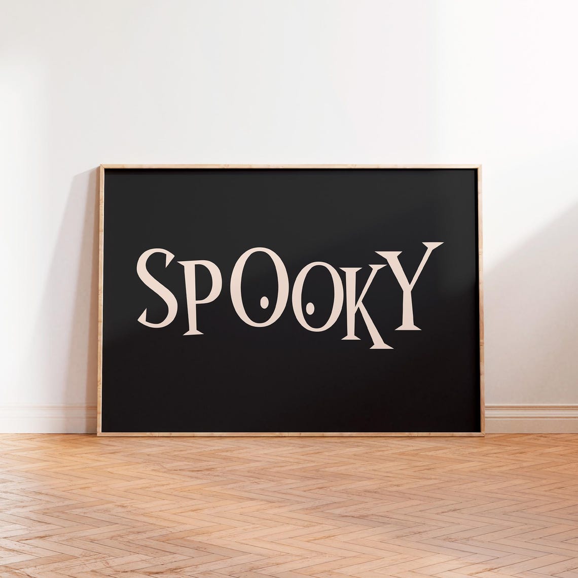 Spooky Halloween Typography Poster Pink On Dark Green Landscape - Image 2